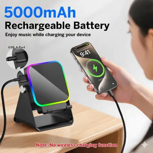 5 In 1 Auto-induction 5000mAh Wireless Induction Speaker 8 RGB Lights HIFI Sound Portable Bluetooth Phone Holder