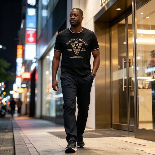 Black men's new T-shirt, lightweight, breathable, and suitable for business casual wear.