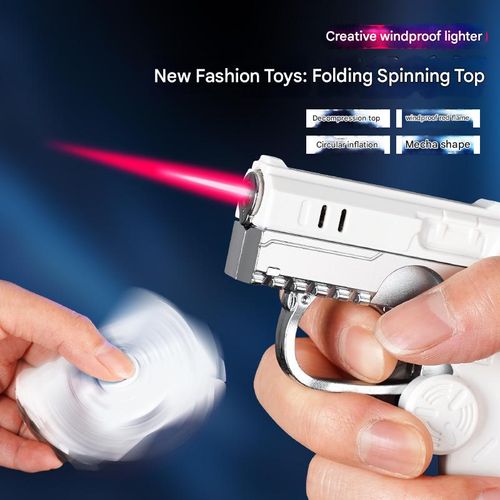 Trendy and personalized men's cool and stress relieving fingertip gyro folding inflatable straight forward lighter