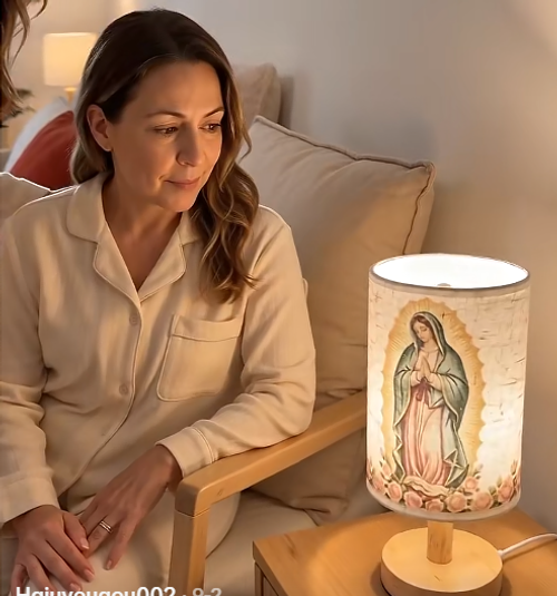 Japandi Table Lamp with Linen Shade Wooden Accent Lamp Cozy Warm LED Bedside Light