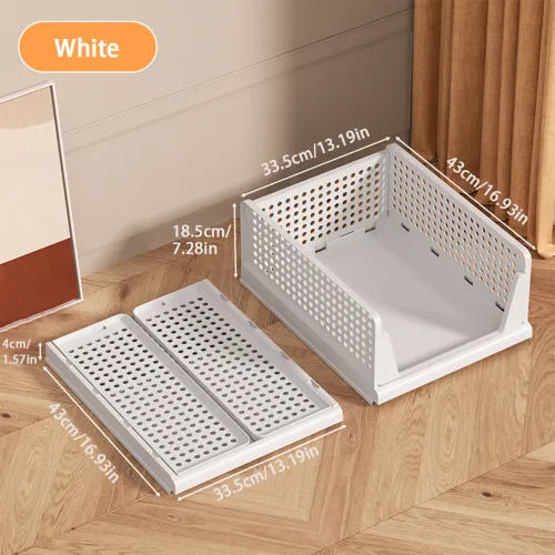 large Stackable Storage Basket Plastic Folding Closet Organizers Storage Box Wardrobe Drawer