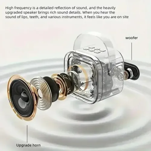 New Portable Bluetooth K12 Karaoke Machine Speaker With 1-2 Wireless Microphones HiFi Singing Family Loudspeaker Children's Gift