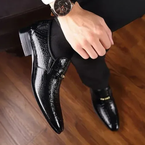 Men's leather shoes luxury crocodile pattern business dress shoes