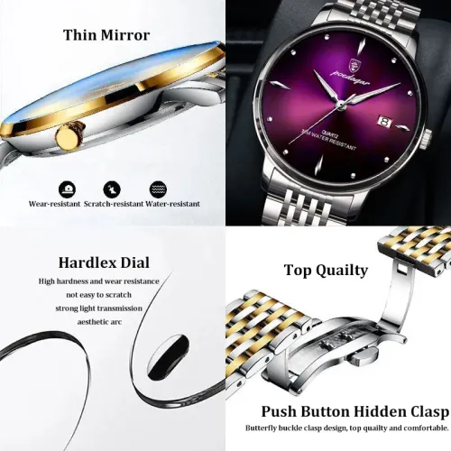 POEDAGAR Trendy Men Watch Waterproof Luminous Stainless Steel Date Classic Wristwatch For Man Quartz Clock Fashion Men's Watches