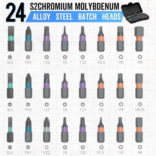 24in1 Multifunction Ratchet Screwdriver Set Multi Magnetic Bits Mini Repair Tool Kit Household Tool For PC & Desk Etc.