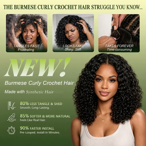 18-Inch Pre-Looped Curly Crochet Hair Extensions – Soft Natural-Looking Hair, 60g