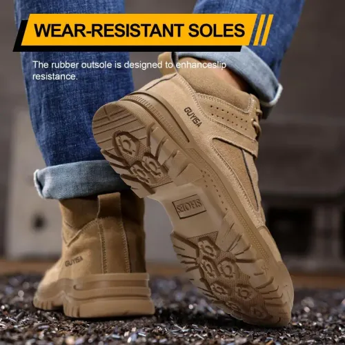 Safety Work Boots Anti-Scald Steel Toe Anti Smash Anti Puncture Wear Resistant Suede Protective Shoes Size 36-46