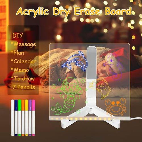 Creative Rewritable Acrylic LED Message Board (set come with 7 Pens)