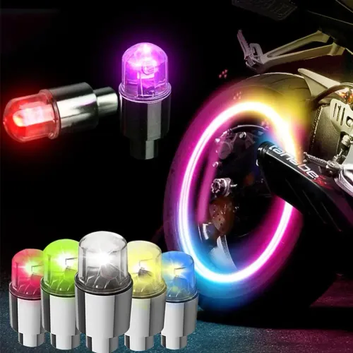 2pcs Car Hub Ambient Light Bicycle LED Tire Lights Universal Car Neon Lamp Valve Cover Lights Tire Colorful Flashing BulbDecor
