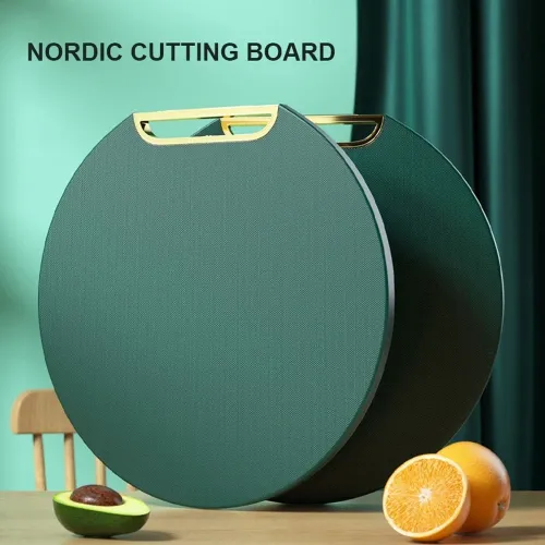 Double-Sided Round Kitchen Cutting Board – Mold-Proof PE, Non-Slip, Standable