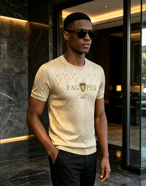 Men Casual Chest Badge Tee