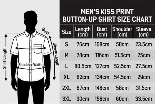 Men's White XOXO Lip Print Short Sleeve Shirt | Romantic Kiss & Heart Graphic Button Down, Casual Summer Top