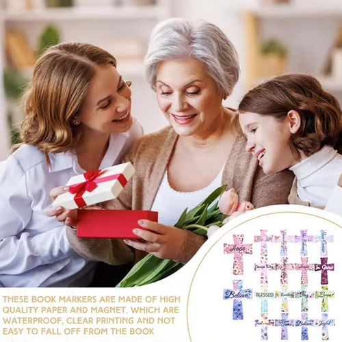 Flower Magnetic Cross Bookmark 12piece