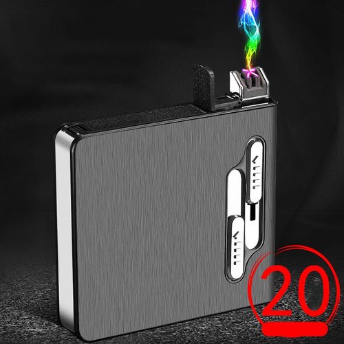 Metal cigarette case rechargeable windproof lighter integrated cigarette case