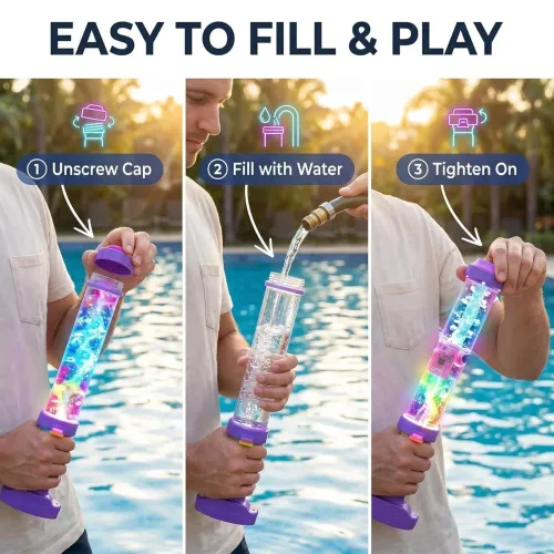 Glowing Rainbow LED Water Blaster Outdoor Firework Water Gun Glowing Rainbow Water Blaster Light-Up Splash Blasters Gun