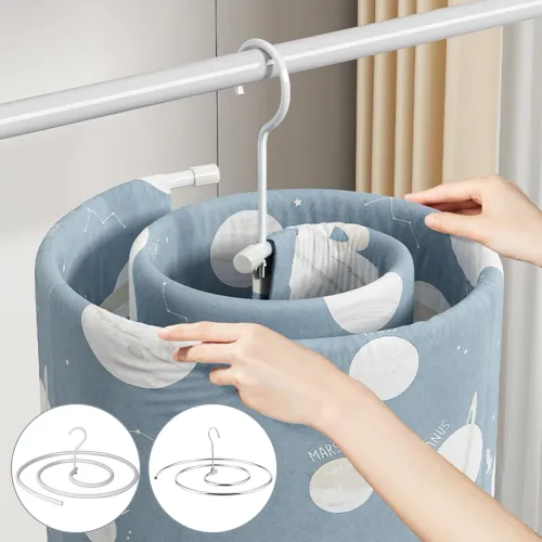 2pcs Round Spirals Sheet Hanger Quilt Sheet Sheet Hangers Multi-Functional Balcony Rotating Spirals Drying Rack For Clothes