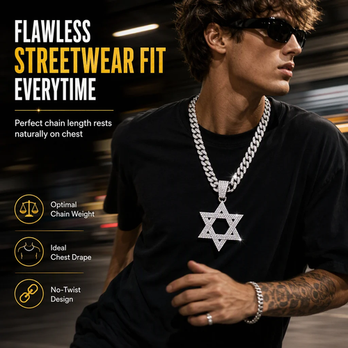 Hexagram Pendant Necklace - Silver