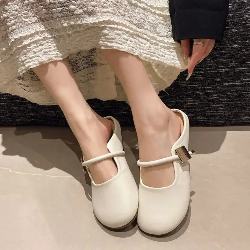 French Flat-toe Half-slipper Women's Outerwear New Spring and Summer One-foot Mary Jane Evening Shoes