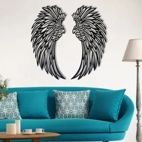 Angel wings metal ornament - with light