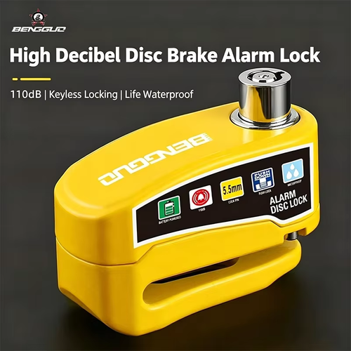 Motorcycle Bicycle Disc Lock Safety Protection Padlock Aluminum Alloy AntiTheft Alarm
