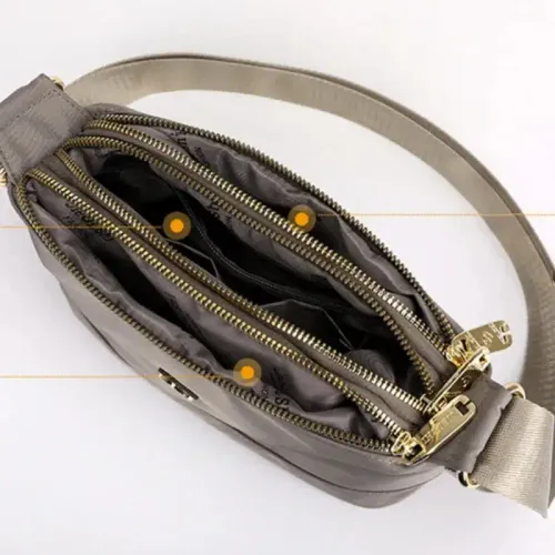 Minimalist Large-Capacity Nylon Shoulder and Crossbody Bag Layered Nylon Shoulder Adjustable Bag Color-Block Travel Tote