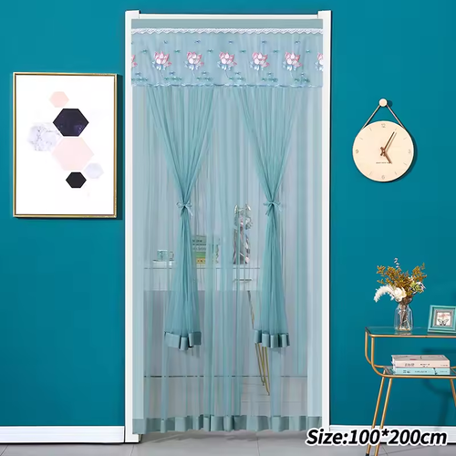 Double-layer Lace Door Curtains Summer Mosquito-proof Gauze Curtain Home Bedroom Partitions Privacy Screen No-punching Holes