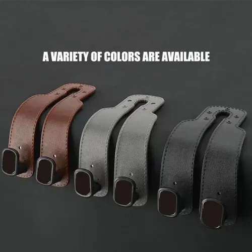 2pcs Car Seat Headrest Hooks 2 In 1 Soft Leather Car Seat Back Hook For Purse & Bag Backpack Double Hook Car Seat Hanger Accessories