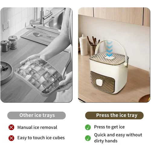 48-Cube Ice Tray (with Storage Bin) – One-Touch Release