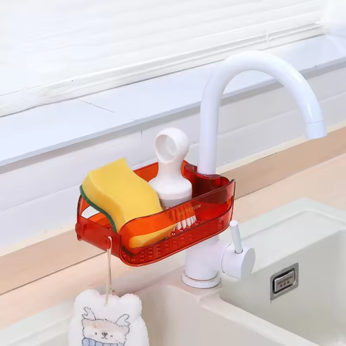 New 2 In 1 Home Sink Organizer Faucet Hanging Drain Rack Kitchen Bathroom Organizer Fruit and Vegetable Drainer Sponge Holder