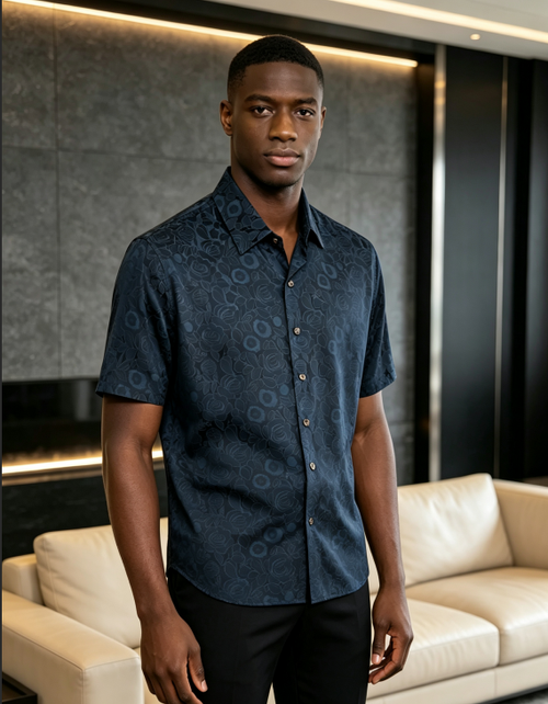 Classy Subtle Floral Jacquard Men's Shirt