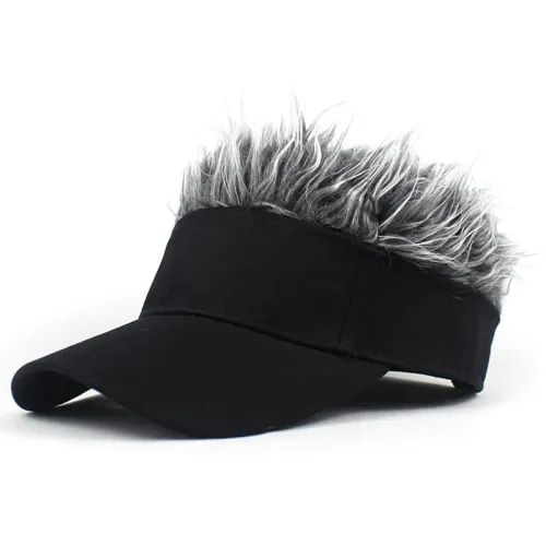 Men Synthetic Short Hair Spiked Wig Golf Baseball Cap Fake Hair Hat Adjustable Sunshade Visor Fancy Performance Hip-Hop Headwear