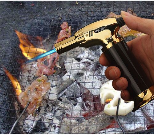 Portable Metal FlameBBQ Heating Ignition Grill Kitchen Blow Torch Adjustable Cooking Butane Gas Torch Lighter Burner Flame.