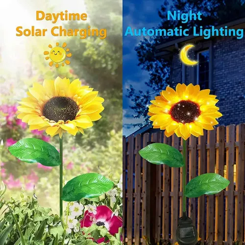 3 PCS Sunflower Solar Lamp LED Sunflower Yellow Flower Lamp Decor