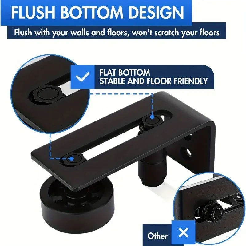 Sliding Barn Door Bottom Guide-Adjustable Floor Roller Easy Install Flush Bottom Slider System Double wheel bearings