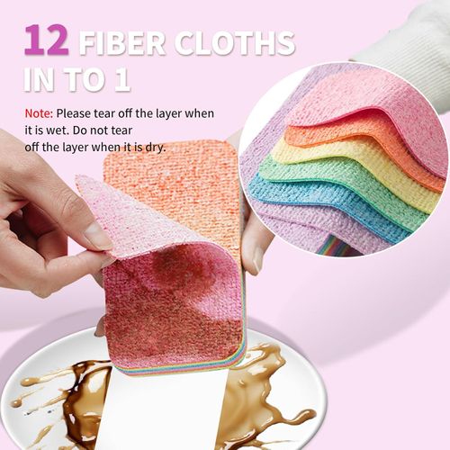 3PCS 12-layer water-absorbent strong dust removal cleaning kitchen replaceable rainbow microfiber cleaning cloth