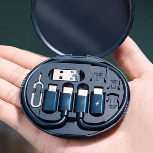Portable multifunctional data cable storage box 60W fast charging 5 in 1