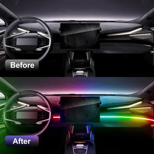 Car Interior LED Strip Lights Acrylic RGB Auto Ambient Lighting with Dreamcolor Center Console Dashboard Lamps with APP Remote