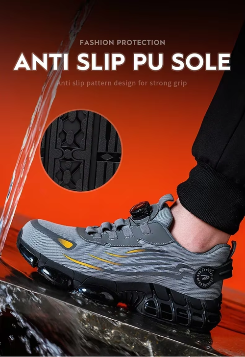 Rotating‑Button Safety Work Boots for Men