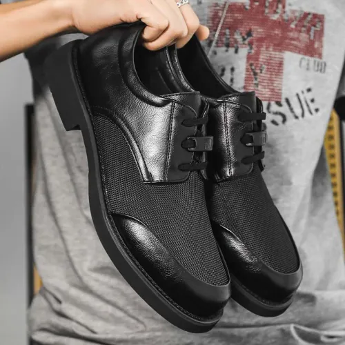 Fashion Men Leather Shoes Lace-Up Soft Formal Dress Shoes Comfortable Man Casual Shoes Men Business Shoes Handmade Work Footwear