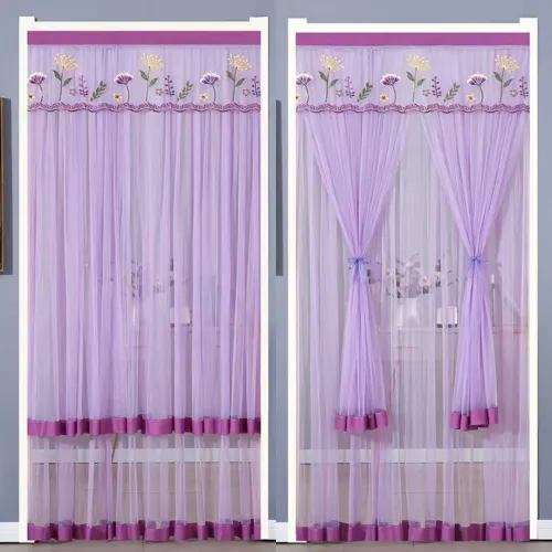 Double-layer Lace Door Curtains Summer Mosquito-proof Gauze Curtain Home Bedroom Partitions Privacy Screen No-punching Holes