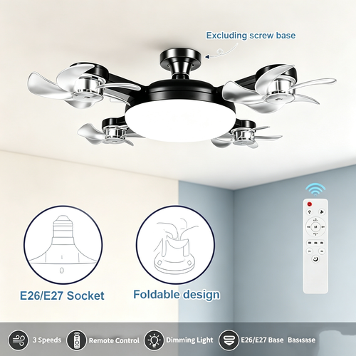2026 New Remote Control Unmanned Aerial Fan Light Bulb for Home Use