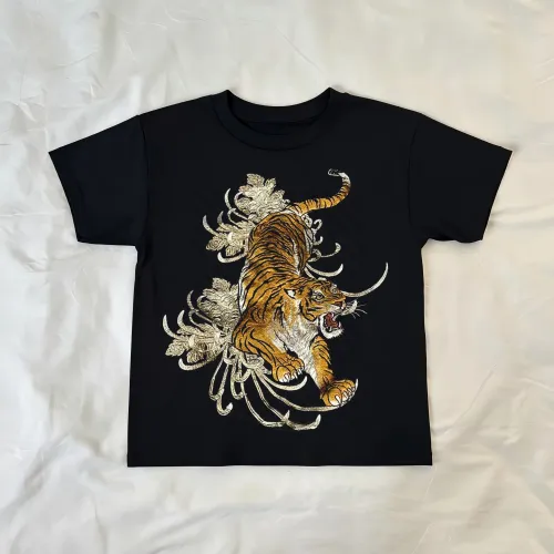 New European and American Style Printed Comfortable and Breathable Round Neck Pure