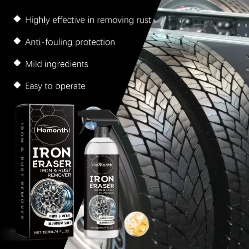120ML Car Wheel Rust Remover Spray Effective Cleaner for Alloy Rims & Tire Stains Fast-Acting Formula for Car Detailing Restores Shine