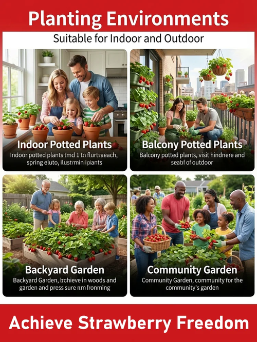 Potted strawberry seedlings for all seasons