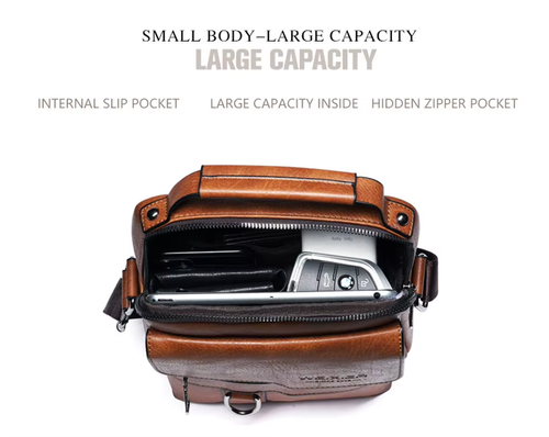 Men's Genuine Leather Crossbody Shoulder Bag