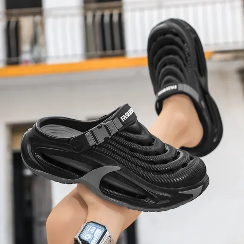 Men's Summer Outdoor Sports Toe-Toe Slippers, Thick-Soled Sandals for Wading in the Water and Beach