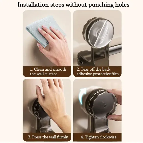 Durable Suction Cup Towel Rack Wall Mounted Adjustable Towel Bars Retractable Multipurpose Clothes Drying Rack