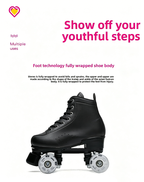 2026 New Roller Skating Shoes Double Row Four Wheel