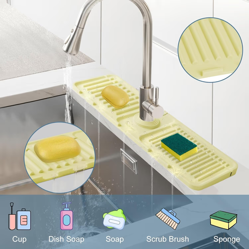 5pcs Silicone Sink Faucet Draining Mat