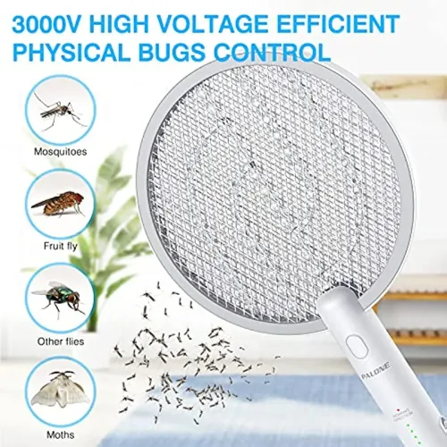 2 in 1 Mosquito swatter Electric Fly Bug Killer Lamp Zapper with 1200mAh Battery USB charge with Safety Mesh for Indoor,Outdoor